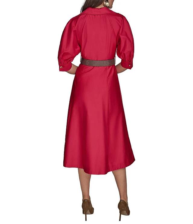 white christmas dresses Donna Karan Cotton Sateen Belted Shirt Dress, Womens, 2, Kiwi main image 0