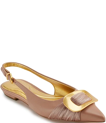 Donna Karan Perilynn Satin Ornament Slingback Flats