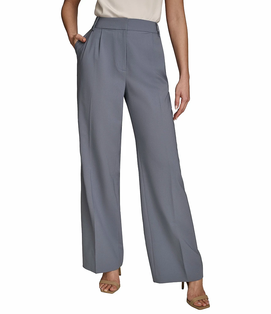 Donna Karan Pleated High Rise Wide Leg Pants