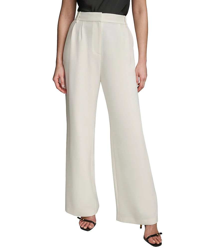 Donna Karan Pleated High Rise Wide Leg Pants