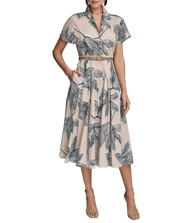 donna karan dress shirt Donna Karan New York Plus Size Belted Shirt Dress