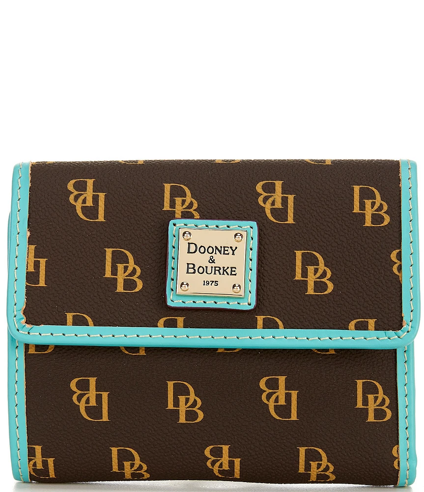 Dooney & Bourke Blakely Signature Logo Small Flap Contrast Trim Wallet