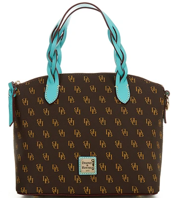 Dooney & Bourke Signature Logo Small Celeste Contrast Satchel Bag