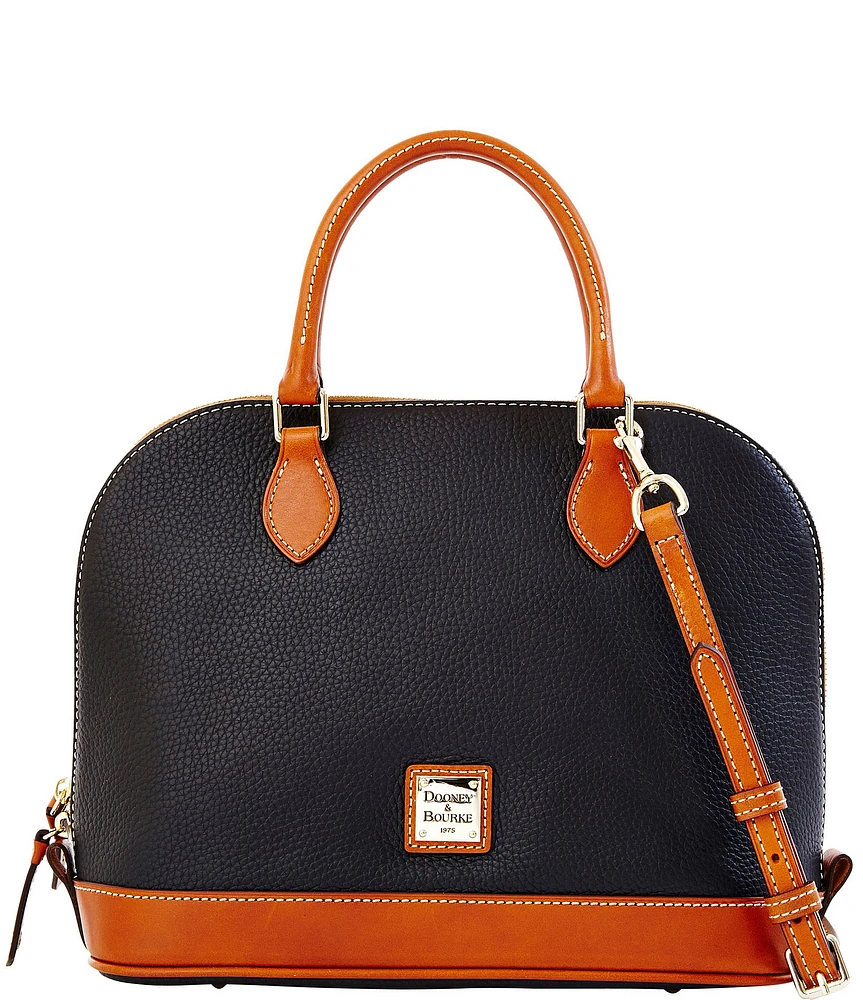 Dooney & Bourke Pebble Collection Zip Dome Contrast Trim Satchel Bag