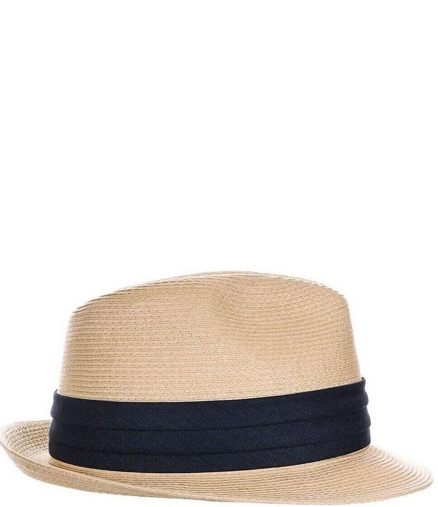 Dorfman Milano Scala Fine Braided Straw Fedora 2 1/4#double; Brim Hat