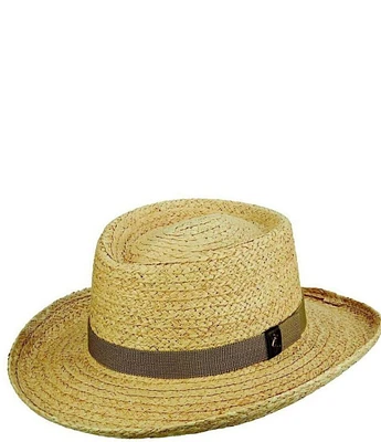 Dorfman Milano Scala Gambler Braided Raffia Straw 3 1/4#double; Brim Hat