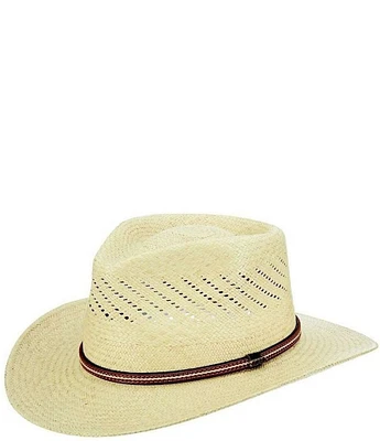 Dorfman Milano Scala Genuine Panama Straw Outback 3#double; Brim Hat