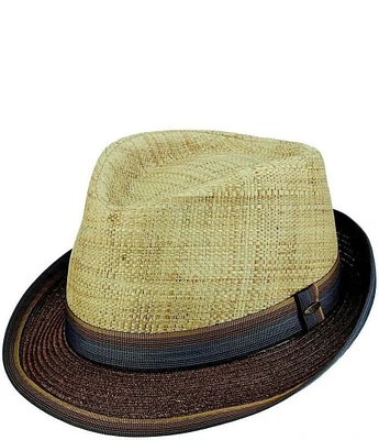 Dorfman Milano Scala St. Louis Matte Raffia Straw Fedora 2#double; Brim Hat