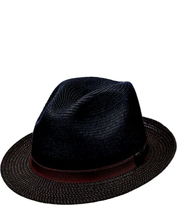 Dorfman Milano Scala York Paper Braided Straw Fedora 2 1/3#double; Brim Hat