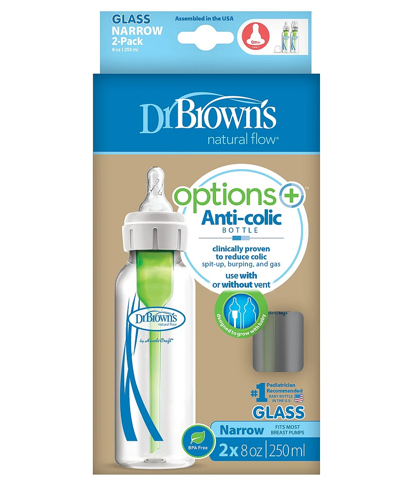 Dr. Brown's Options+™ Anti-colic Narrow 8oz Glass Baby Bottles 2-Pack