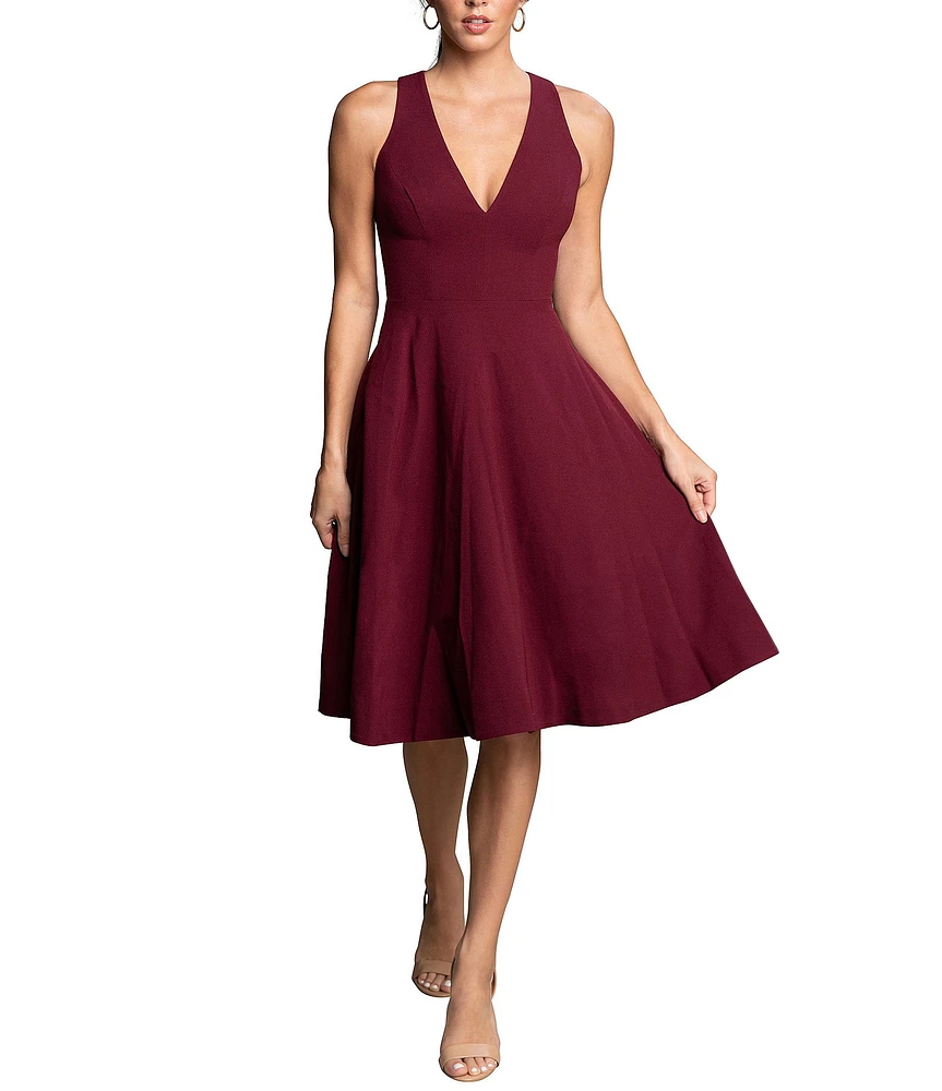 Dress the Population Catalina Crepe V-Neck Sleeveless A-Line Dress