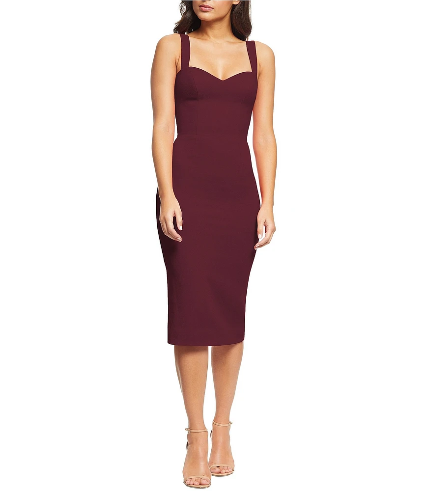 Dress the Population Nicole Sweetheart Neck Back Slit Sleeveless Sheath Midi Dress