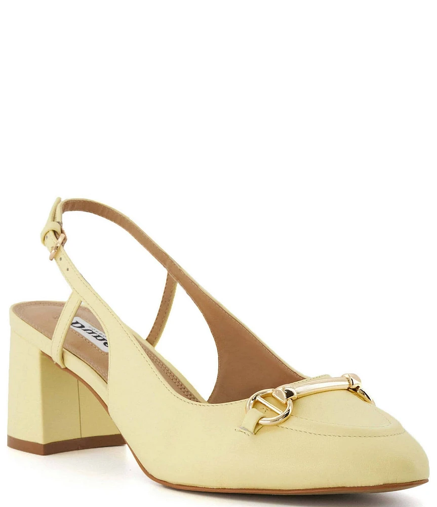 Dune London Cassie Leather Bit Buckle Slingback Pumps