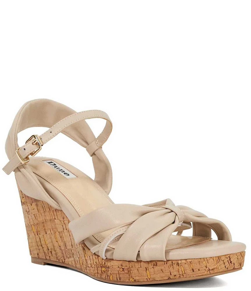 Dune London Kander Leather Platform Wedge Sandals