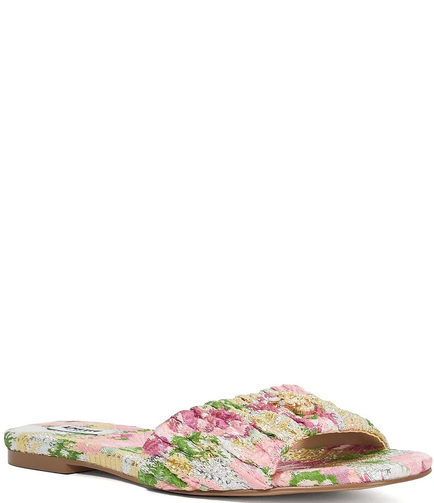 Dune London Nautical Jacquard Banded Flat Slip-On Sandals