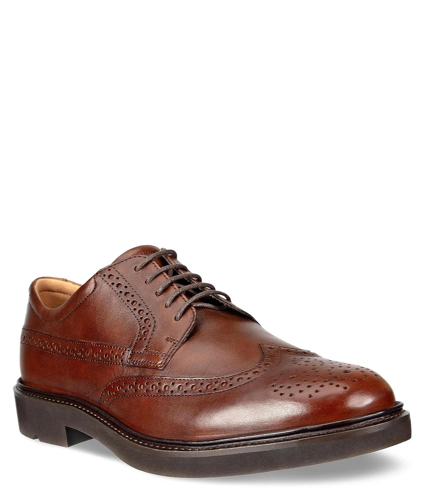 ECCO Men's Metropole London Leather Wingtip Brogue Detail Oxfords