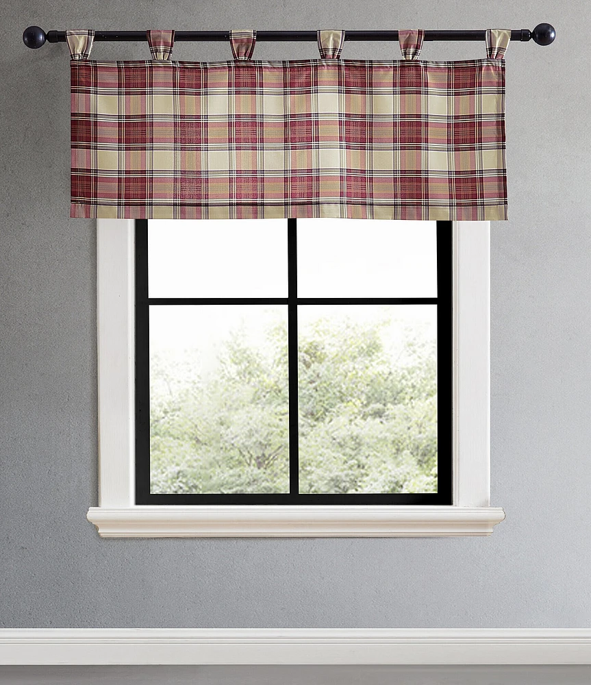 Eddie Bauer Edgewood Plaid Tab Top Window Valance