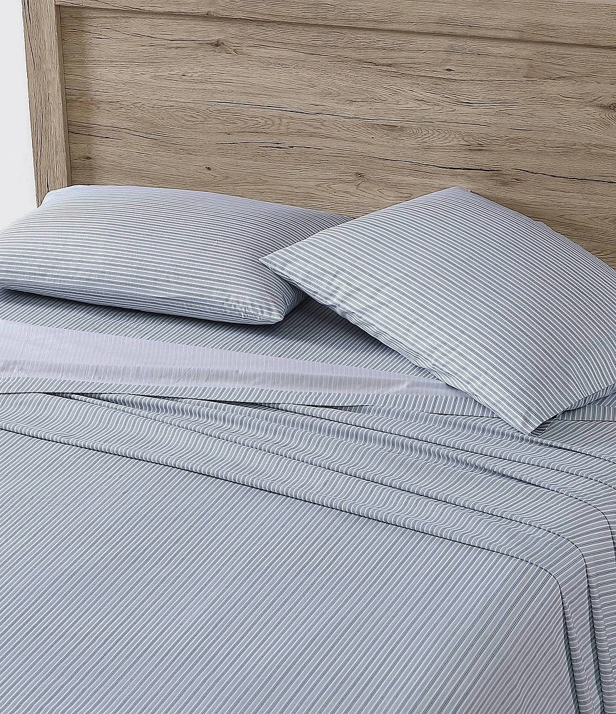 Eddie Bauer Ticking Stripe Navy Cotton Percale Sheet Set