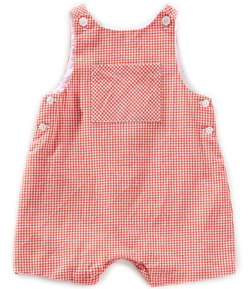 Edgehill Collection Baby Boys Gingham Woven Jon Jon Romper