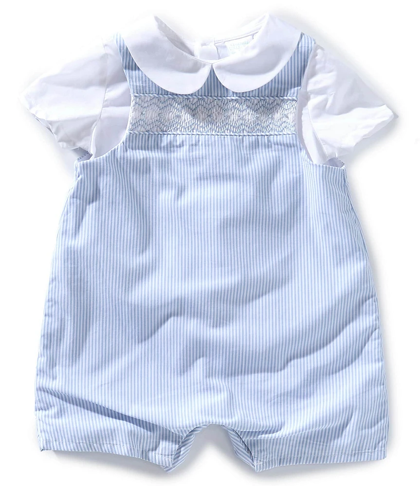 Edgehill Collection Baby Boys Short Sleeve Stripe Jon Jon Romper