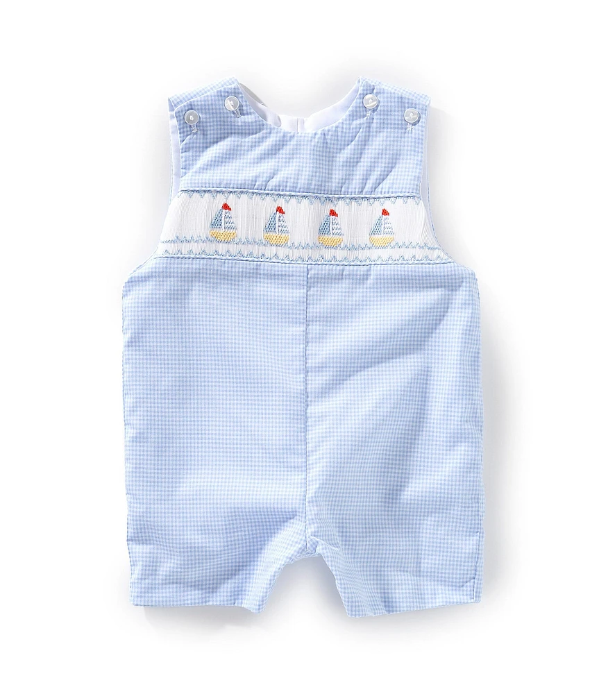Edgehill Collection Baby Boys Smocked Boat Jon Jon Shortall Romper