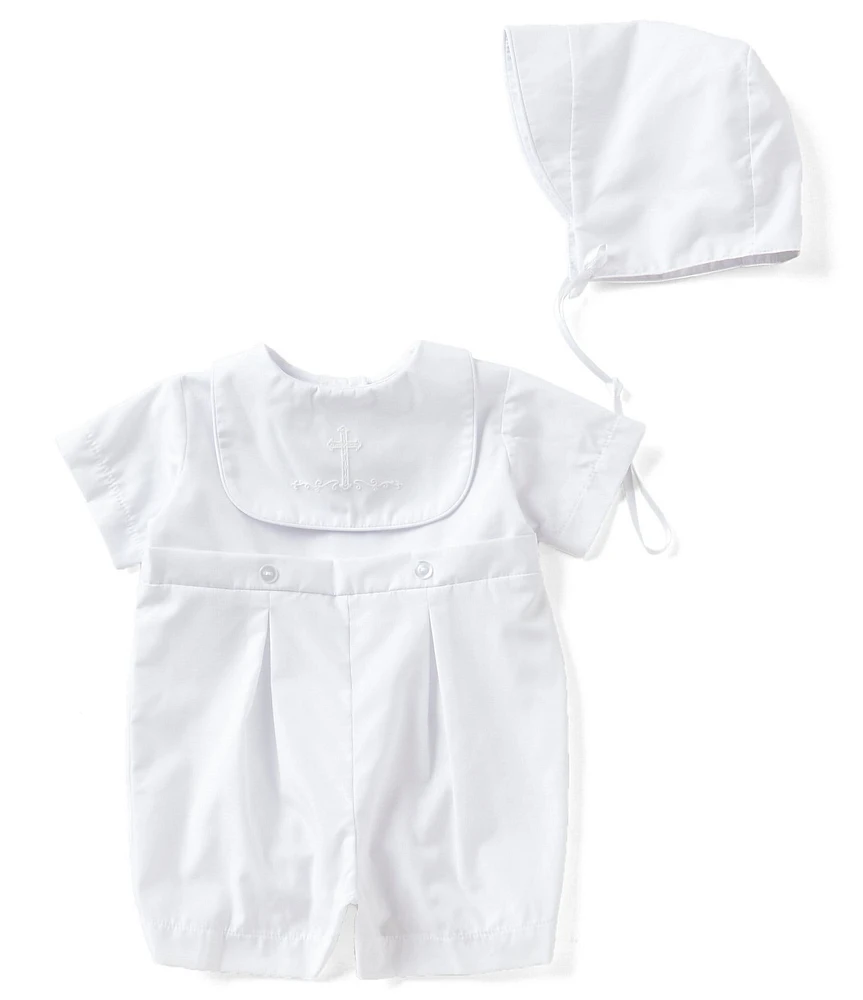 Edgehill Collection Baby Boys Christening Shortall & Matching Hat Set