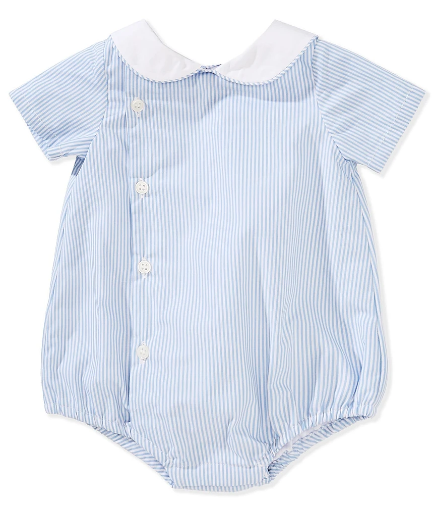 Edgehill Collection Baby Boys Peter Pan Collar Stripe Bubble Romper