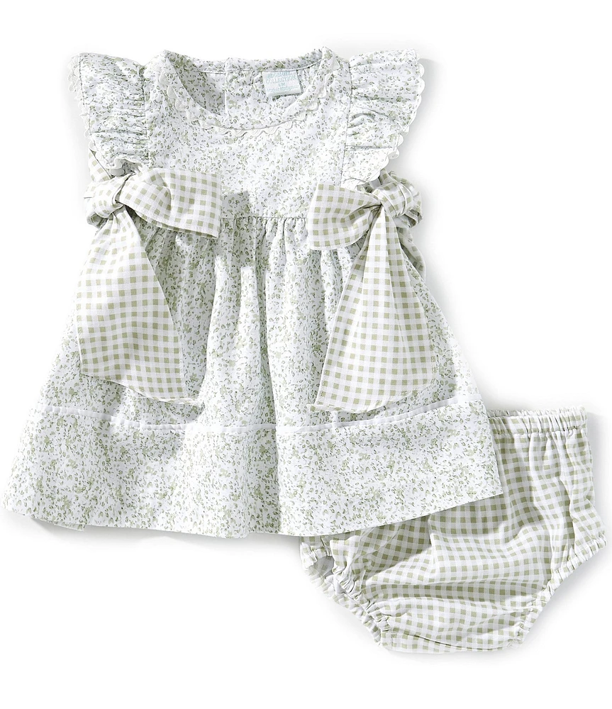 Edgehill Collection Baby Girls Gingham Side-Tie Sleeveless Ditsy Floral Dress