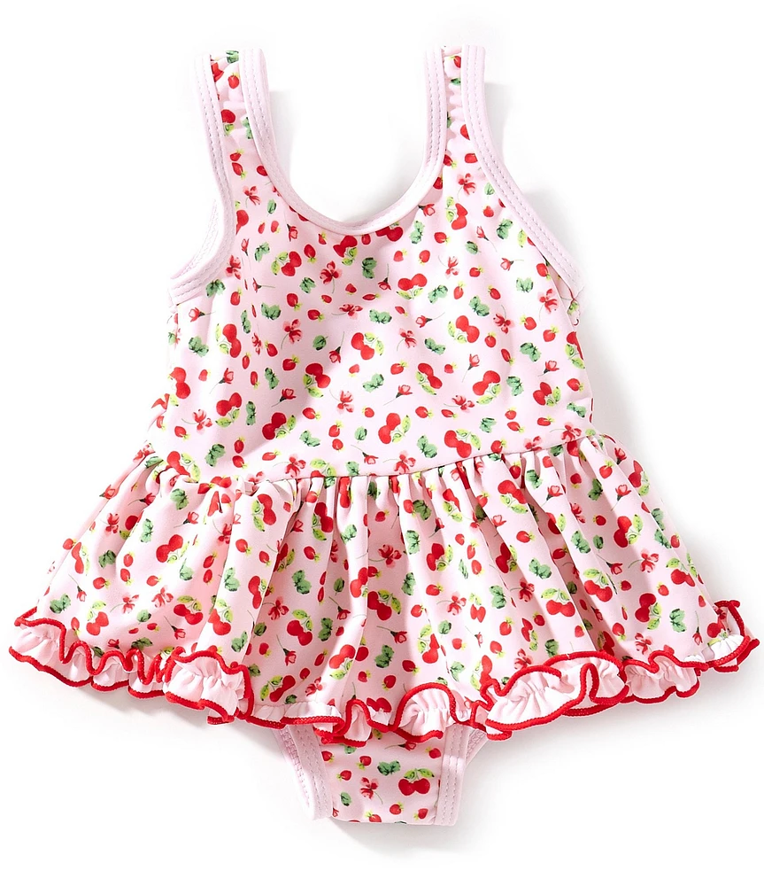 Edgehill Collection Baby Girls Cherry Print Ruffle One-Piece Swimsuit