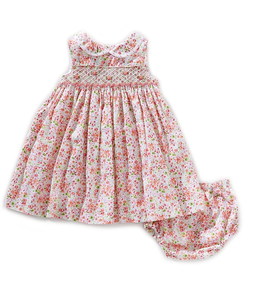 Edgehill Collection Baby Girls Ditsy Floral Peter Pan Collar Sleeveless Dress