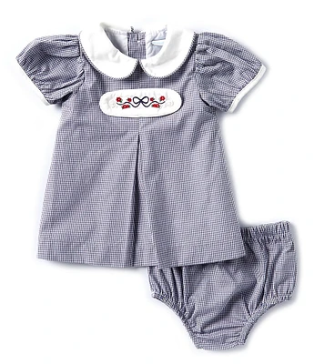 Edgehill Collection Baby Girls Floral Peter Pan Cap Sleeve Tab Dress