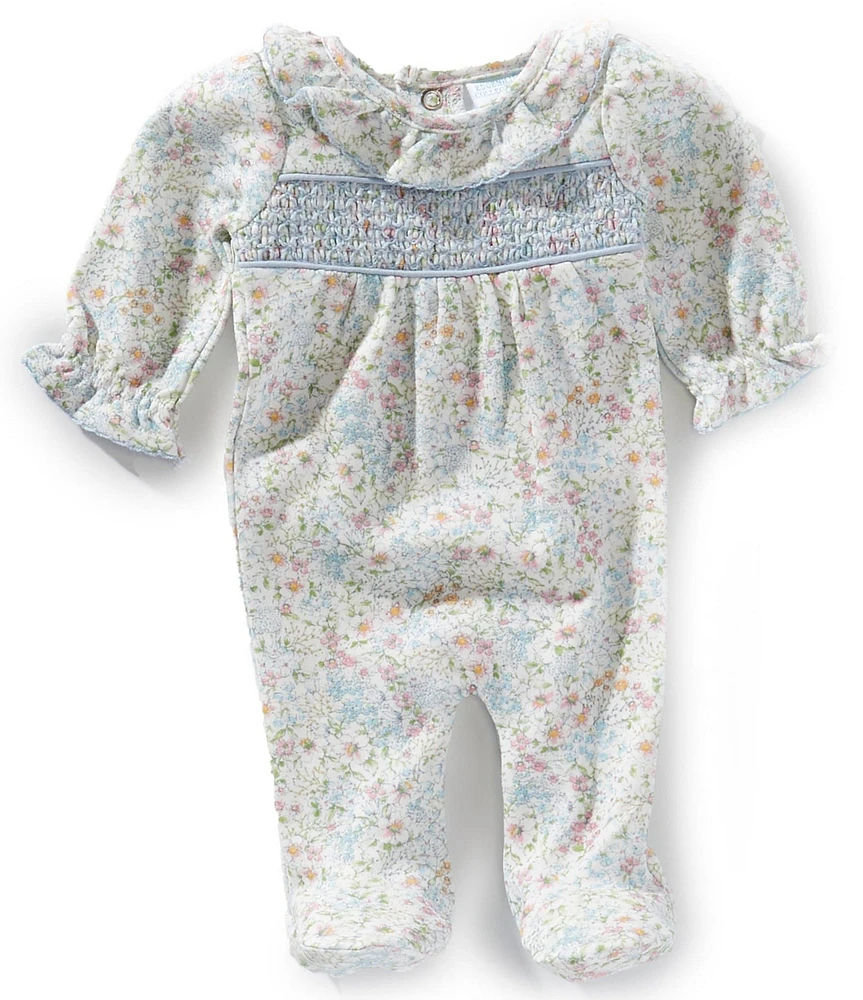 Edgehill Collection Baby Girls Long Sleeve Floral Footie Coverall