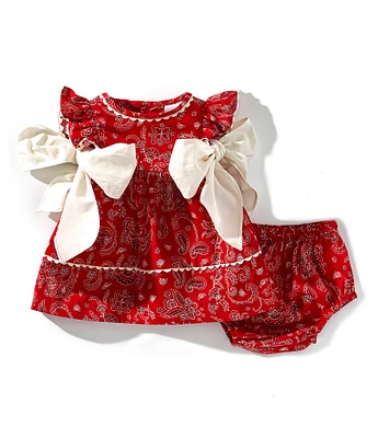 Edgehill Collection Baby Girls Sleeveless Americana Bandana Print Side-Bow Dress
