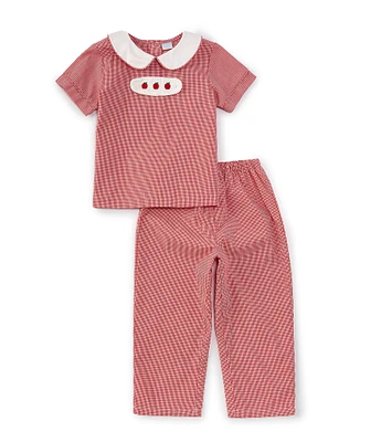 Edgehill Collection Little Boy Peter Pan Cap Sleeve Tab Pants Set