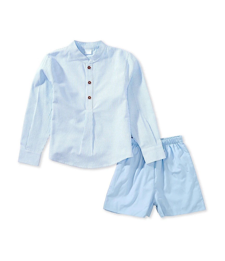 Edgehill Collection Little Boys Long Sleeve Shirt & Solid Shorts Set