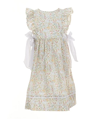 Edgehill Collection Little Girls Side-Tie Sleeveless Floral Dress