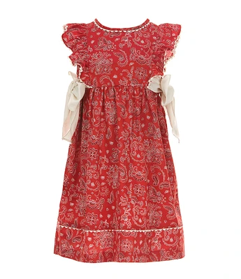 Edgehill Collection Little Girls Sleeveless Bandana Print Side-Tie Dress