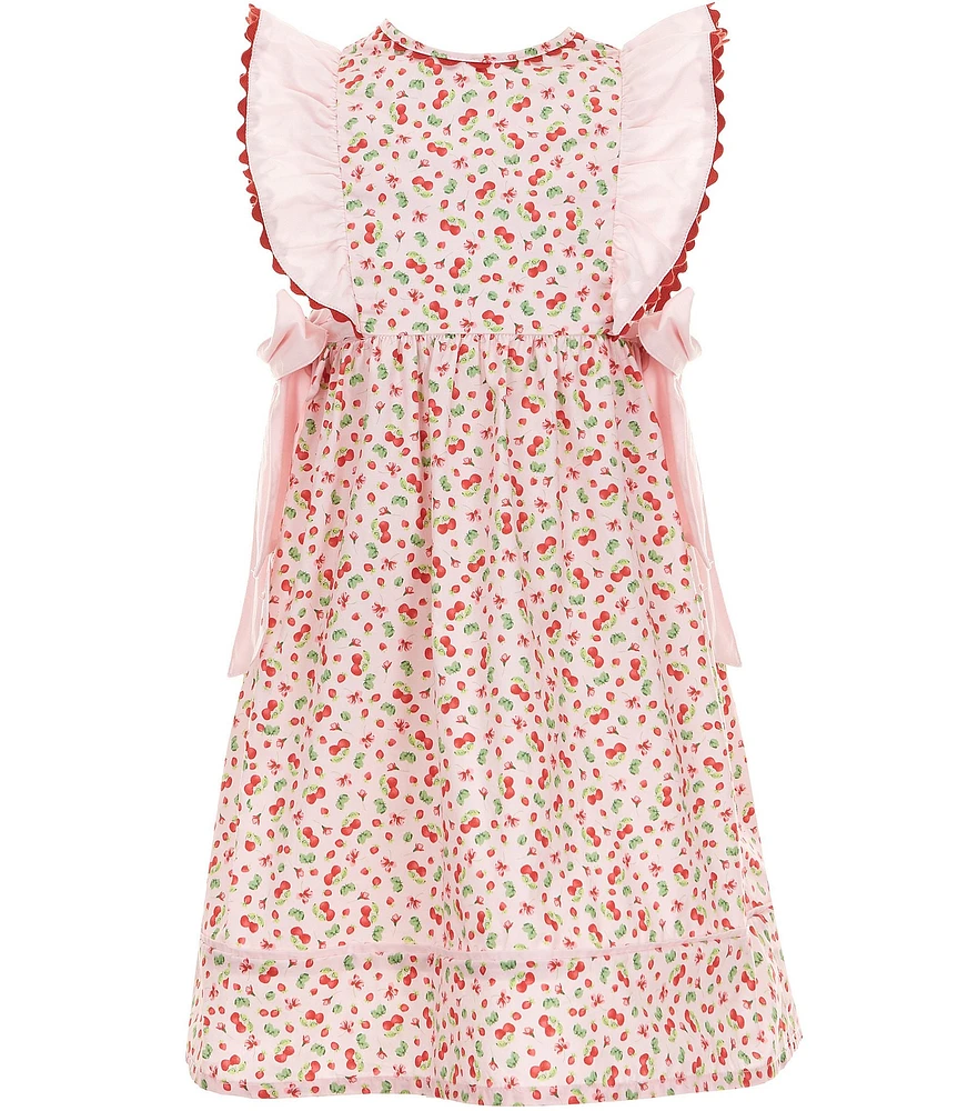 Edgehill Collection Little Girls Sleeveless Cherry Print Side Bow Dress