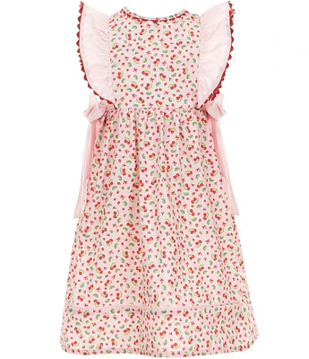 Edgehill Collection Little Girls Sleeveless Cherry Print Side Bow Dress