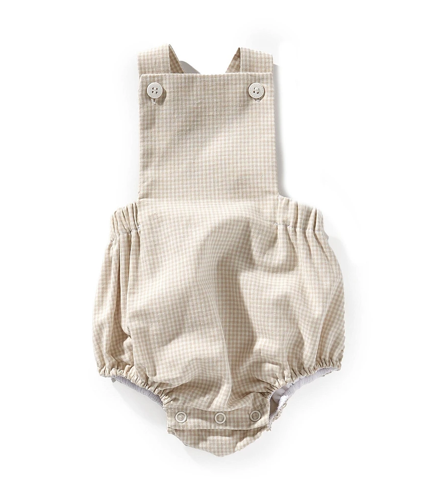 Edgehill Collection x Kristin Ellen Hockman Baby Boys Alfie Tan Gingham Sunsuit Bubble