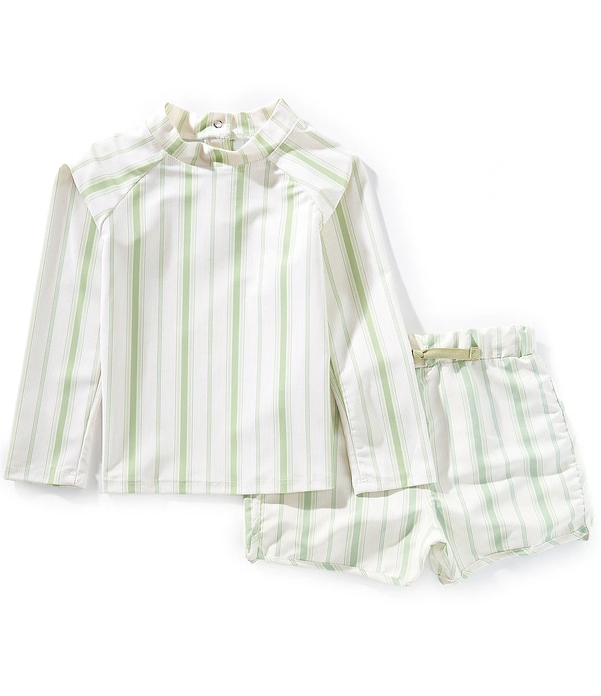 Edgehill Collection x Kristin Ellen Hockman Little Boys Konrad Stripe Rash Guard & Stripe Swim Trunks Set