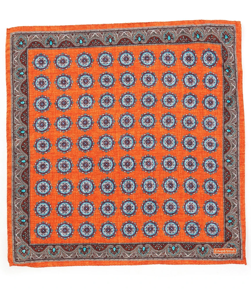 Edward Armah Medallion Reversible Silk Pocket Square