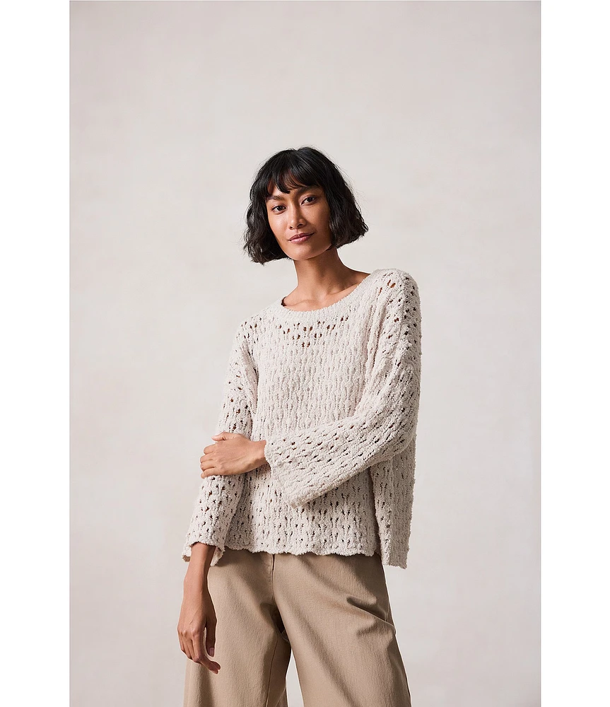 Eileen Fisher Organic Cotton Cashmere Blend Fluff Bracelet Sleeve Sweater