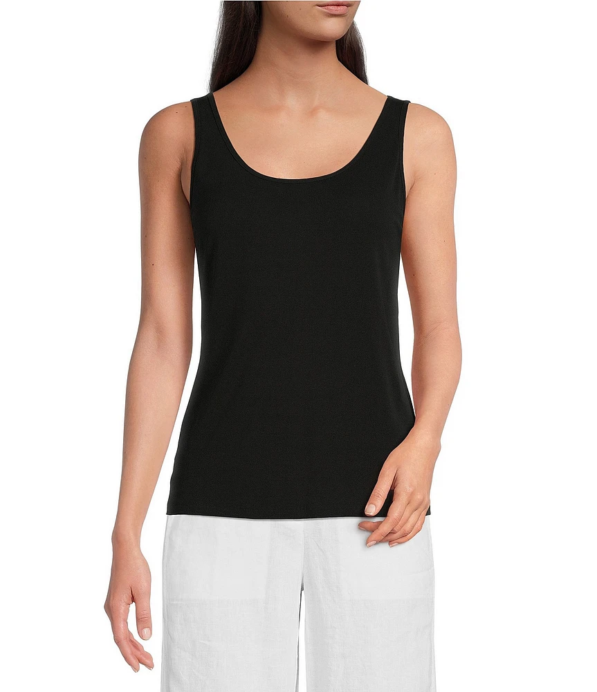 Eileen Fisher Knit Silk Jersey Scoop Neck Sleeveless Tank