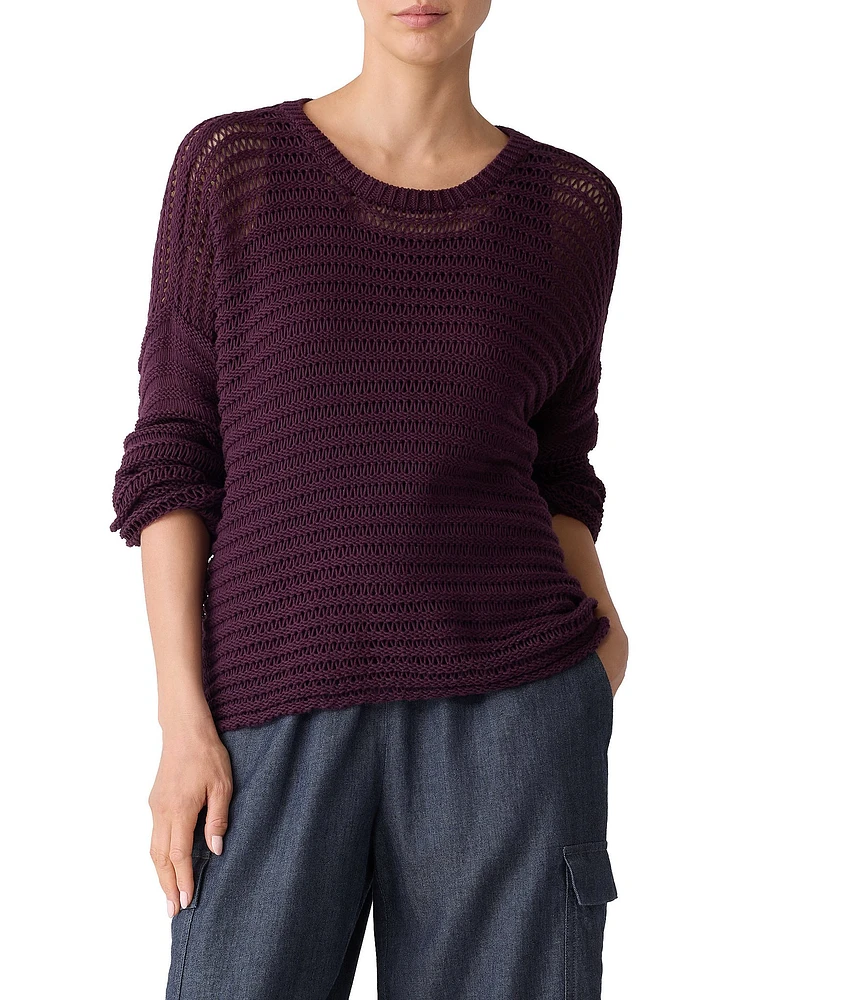 Eileen Fisher Organic Cotton Knit Crew Neck Long Sleeve Sweater