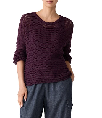 Eileen Fisher Organic Cotton Knit Crew Neck Long Sleeve Sweater