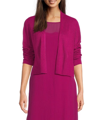 Eileen Fisher Organic Linen Blend Knit Open Front Long Sleeve Cardigan