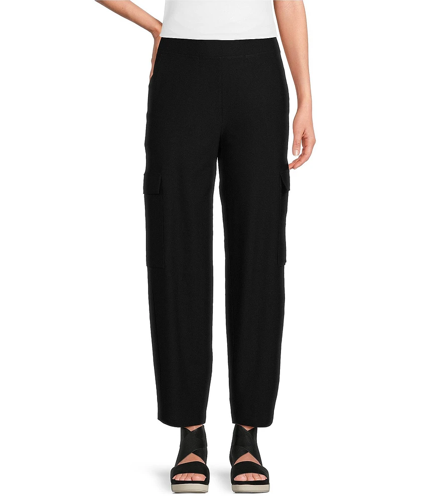 Eileen Fisher Stretch Crepe Flat Front Lantern Cargo Ankle Pants