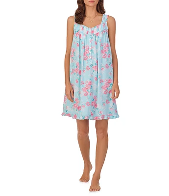 Eileen West Floral Jersey Knit Sleeveless Sweetheart Neck Chemise
