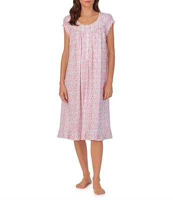 Eileen West Floral Print Cap Sleeve Round Neck Modal Jersey Waltz Nightgown
